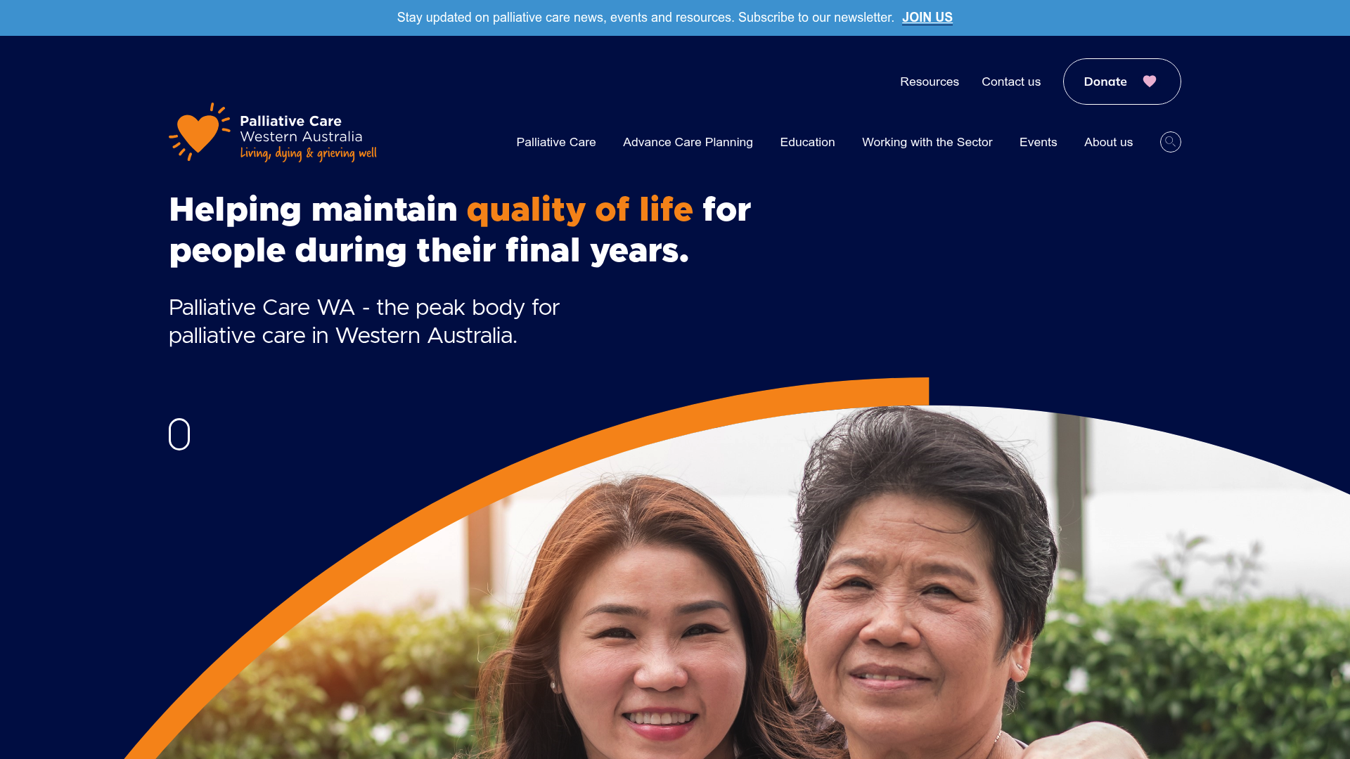 Screenshot of Palliative Care WA