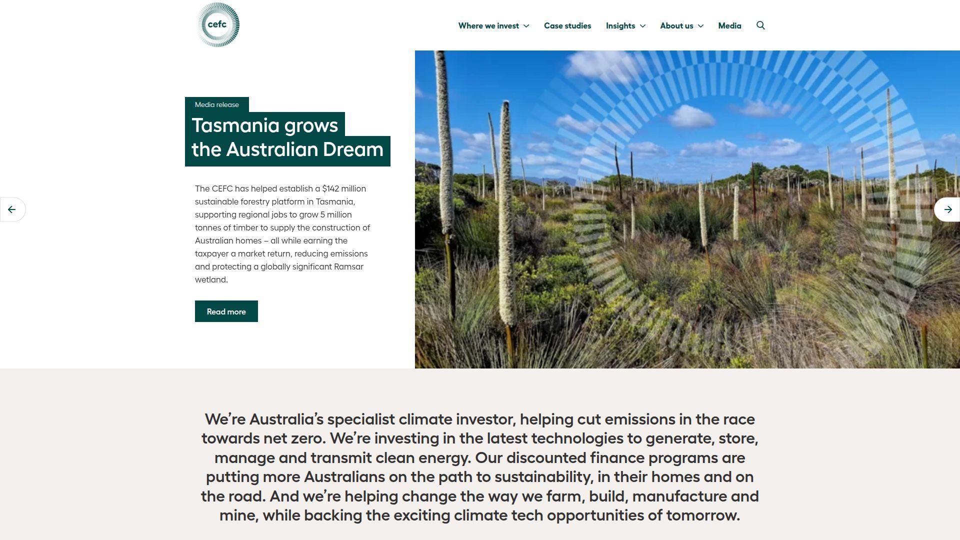 Screenshot of Clean Energy Finance Corporation