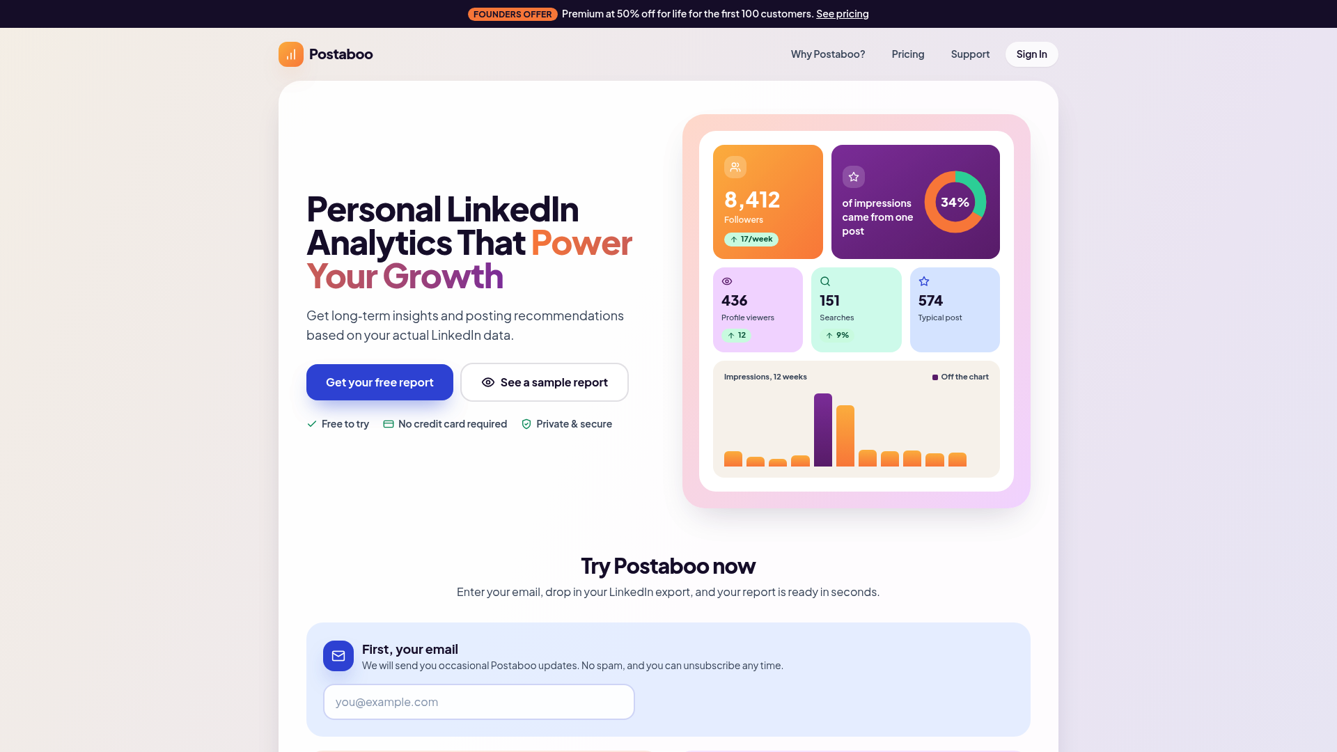 Postaboo homepage – SaaS & Software website designed by Deliberate