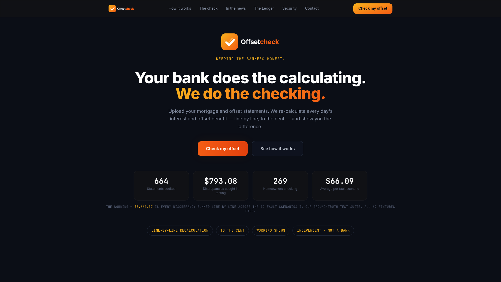 Offsetcheck homepage – Business & Finance website designed by Malcolm Gordon