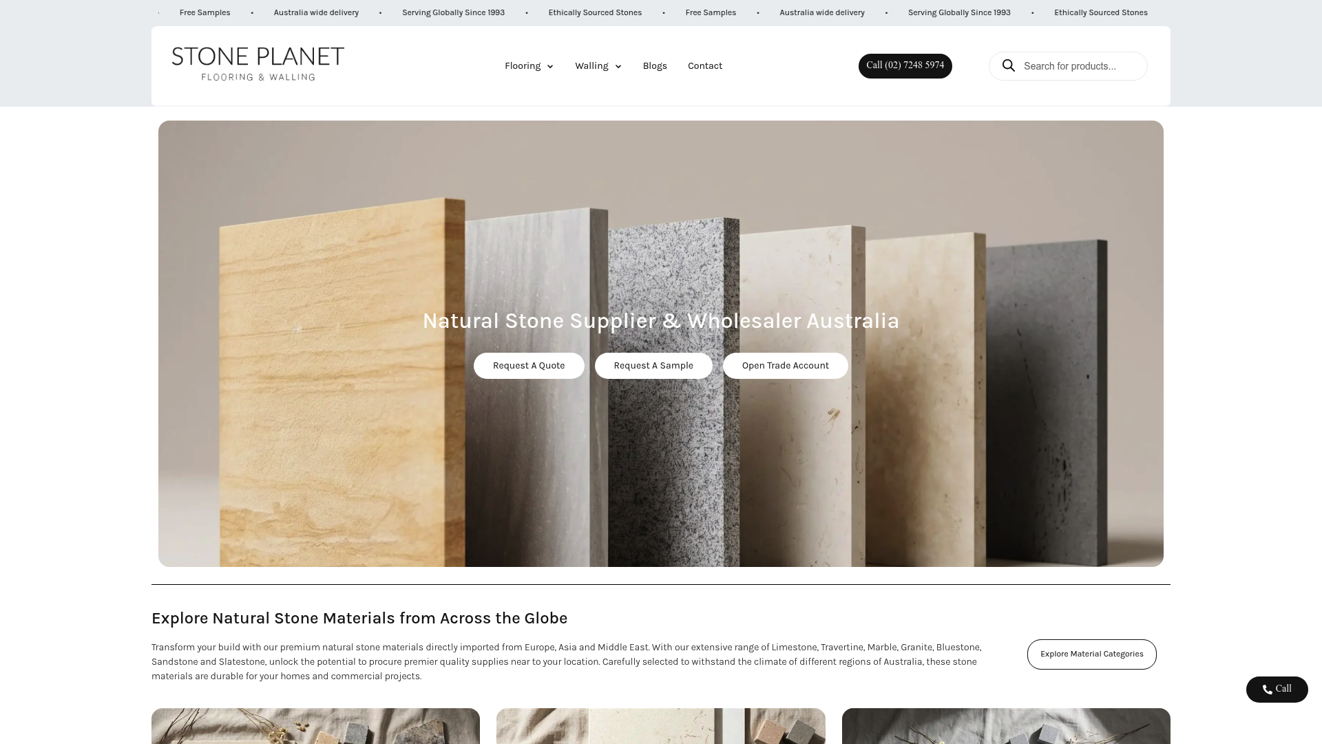 Stone Planet homepage – Home & Garden website designed by Travis