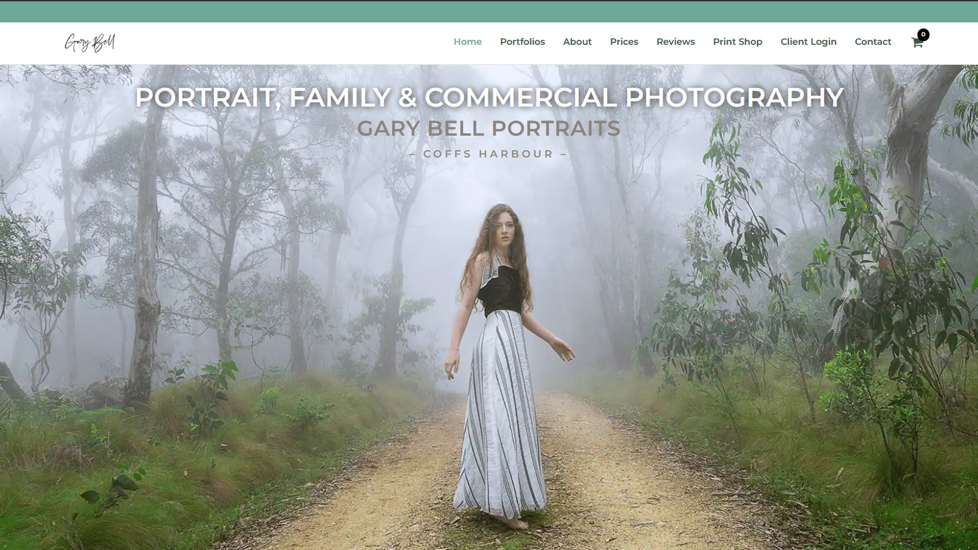 Gary Bell Portraits homepage – Arts & Entertainment website designed by Meri Bell