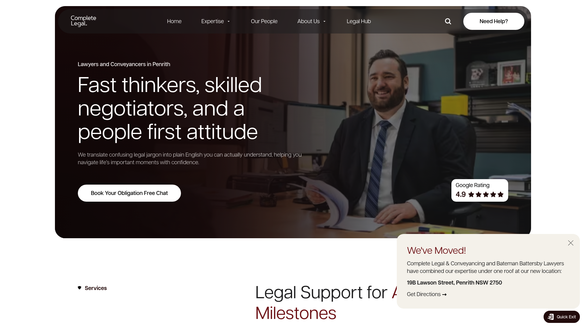 Complete Legal and Conveyancing homepage – Business & Finance website designed by Pixite