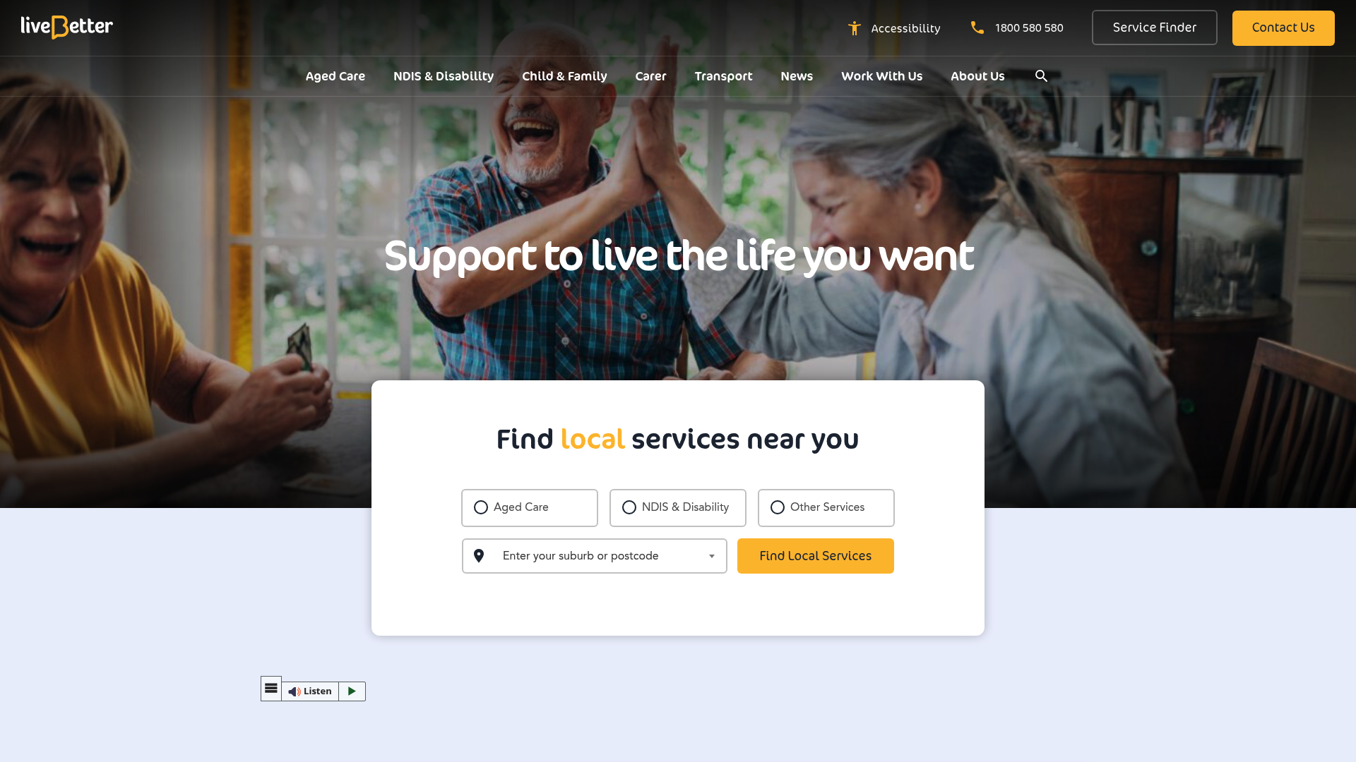 LiveBetter homepage – Non-Profit & Charity website