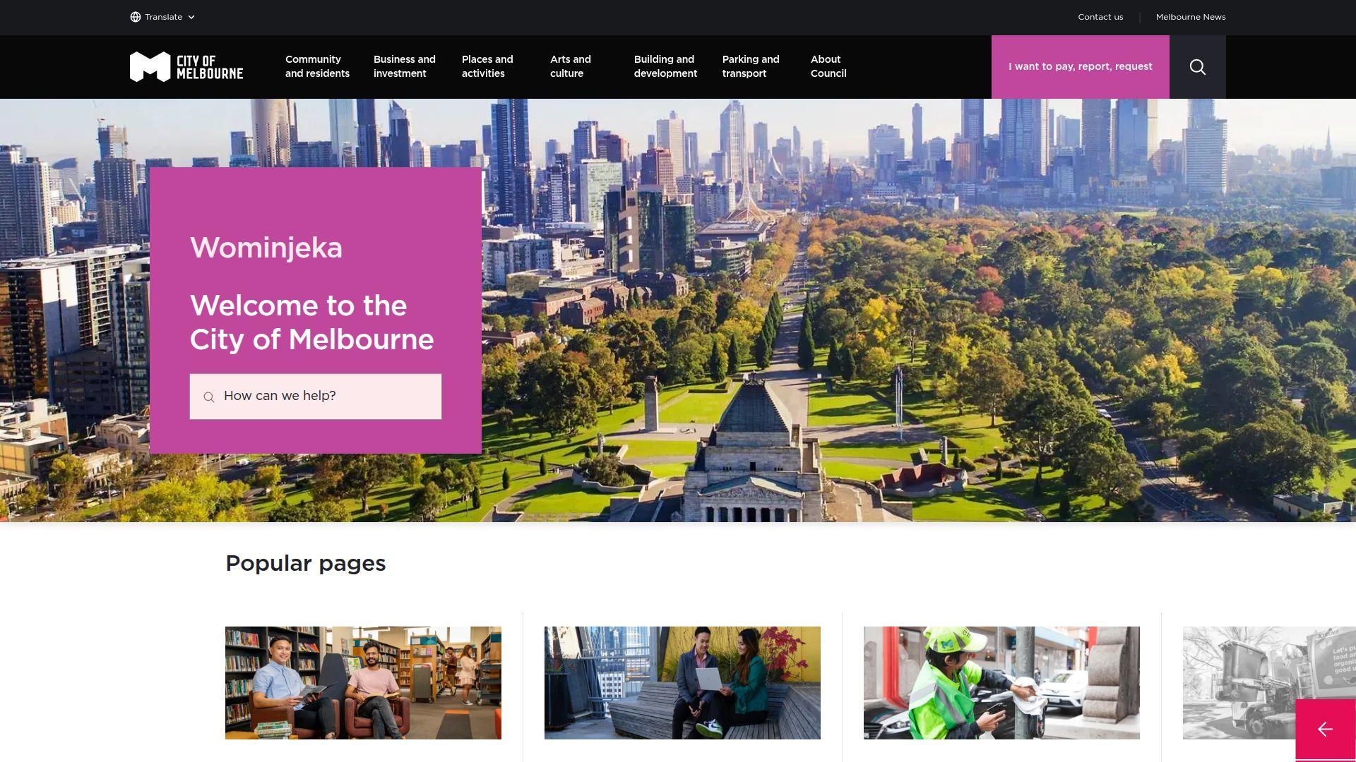 Screenshot of City of Melbourne