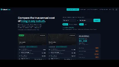 Screenshot of SuburbCost homepage design