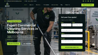 Screenshot of Boost Commercial Cleaning homepage design